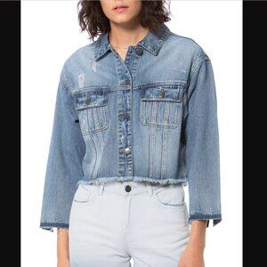 LOLA “Brooklyn V8” Distressed Denim Jacket – Women’s Medium – Cropped